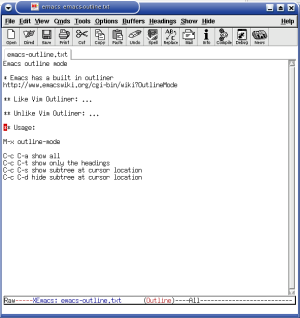 XEmacs in Outline mode